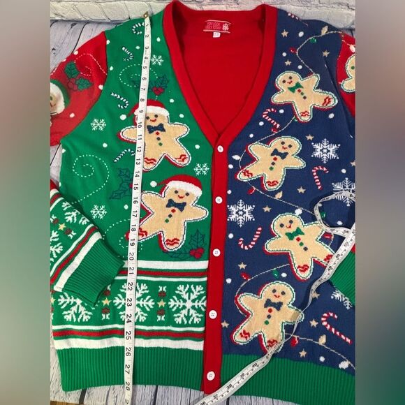 You Look Ugly Today Gingerbread Rocks Holiday Party Ugly Cardigan Sweater XL - Picture 13 of 13